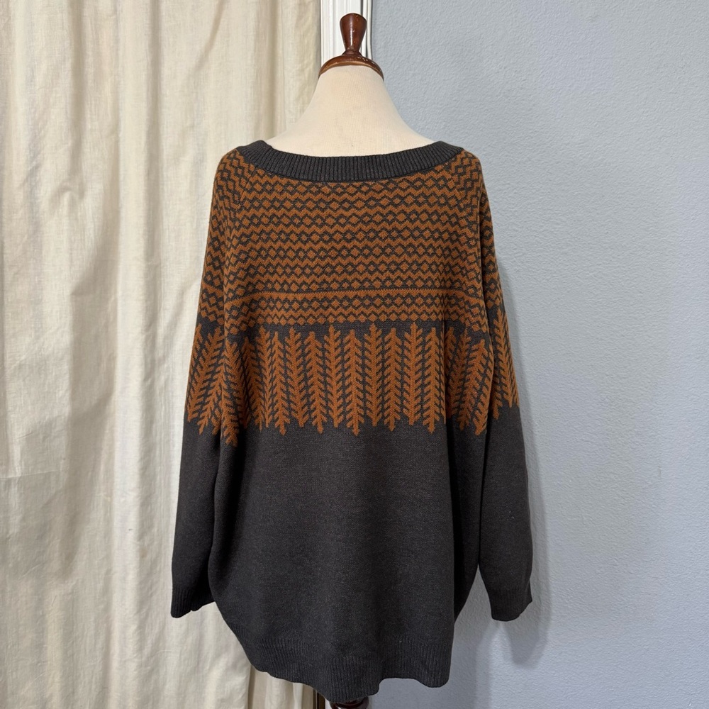 Bloomchic Gray Patterned Crewneck Pullover Relaxe… - image 5